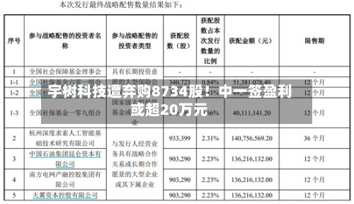 宇树科技遭弃购8734股！中一签盈利或超20万元-第2张图片