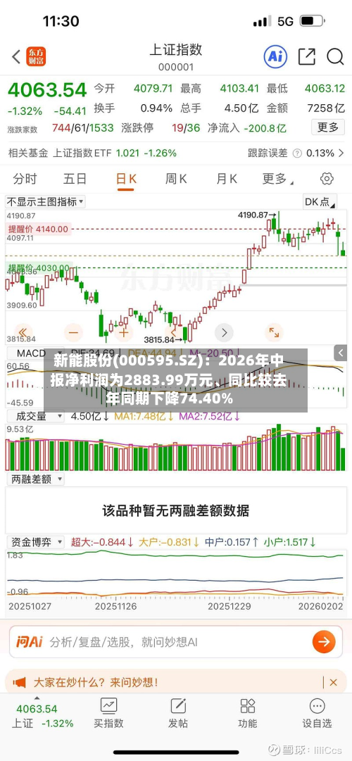 新能股份(000595.SZ)：2026年中报净利润为2883.99万元、同比较去年同期下降74.40%-第3张图片